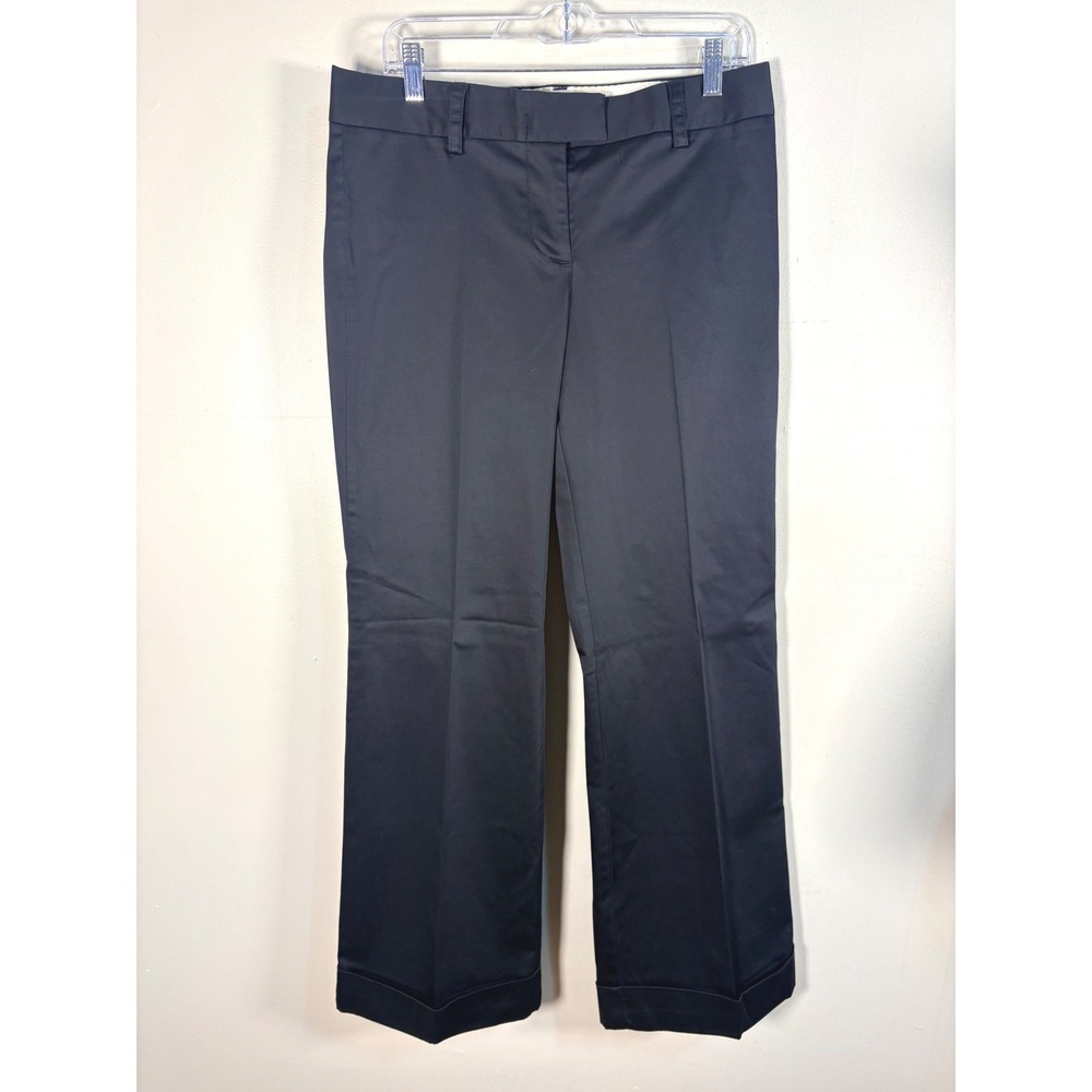J.Crew Trousers Women 8 Regular Black Excellent City Fit Wide Leg Cuffed Stretch